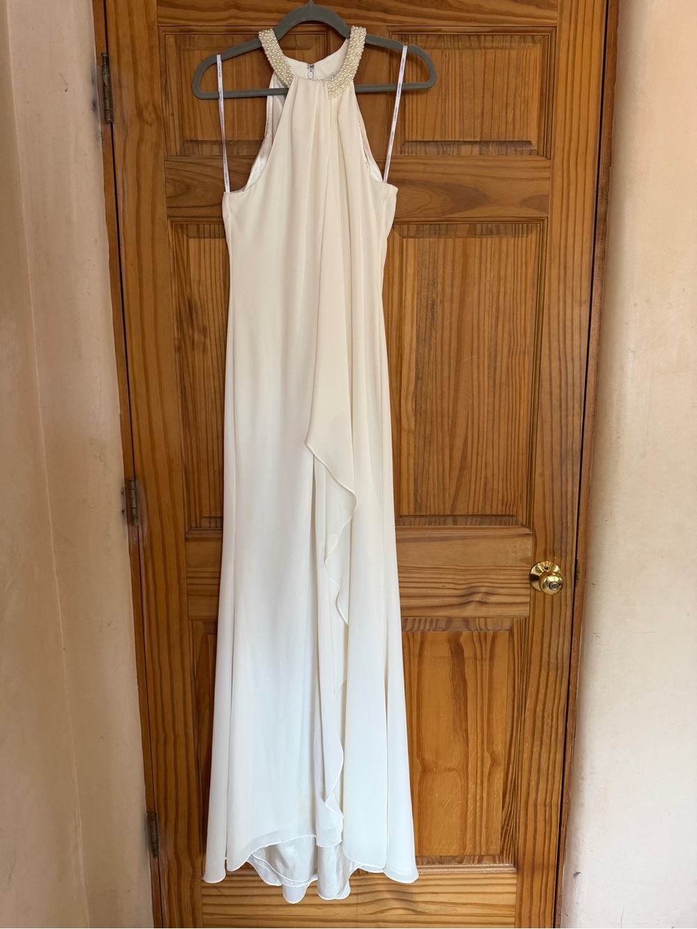 Calvin Klein Beaded Halter Neck Ivory Gown Size 4